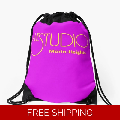 Le Studio Drawstring Bag Hot Pink Yellow Logo MH Yellow